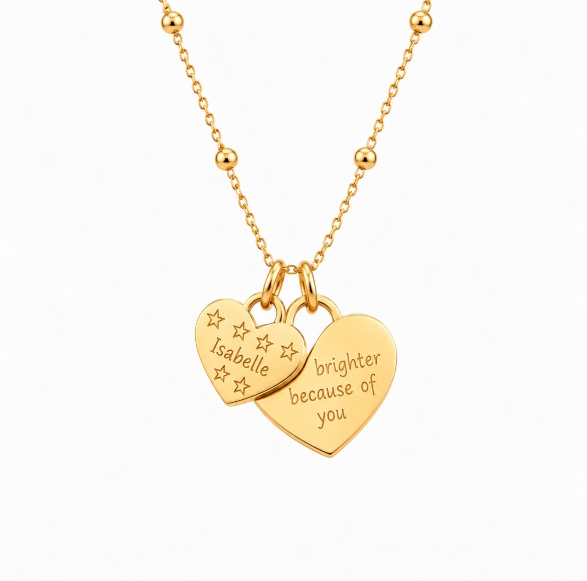 Double custom heart necklace