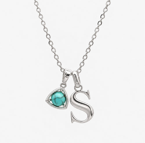Personalised custom letter and birthstone necklace