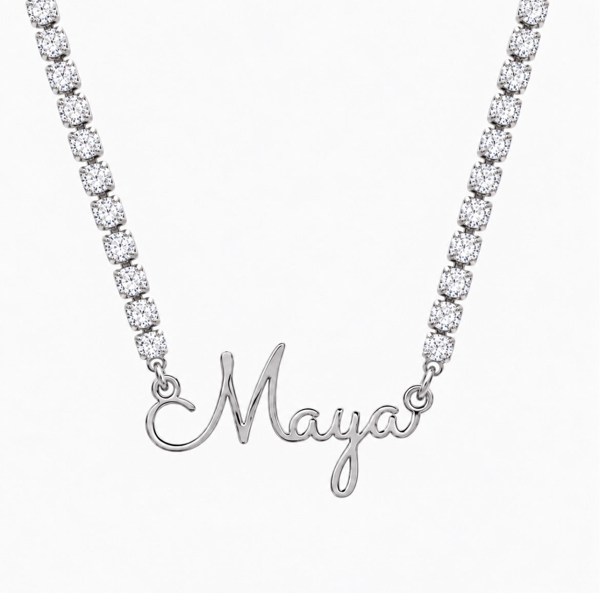 London name tennis necklace