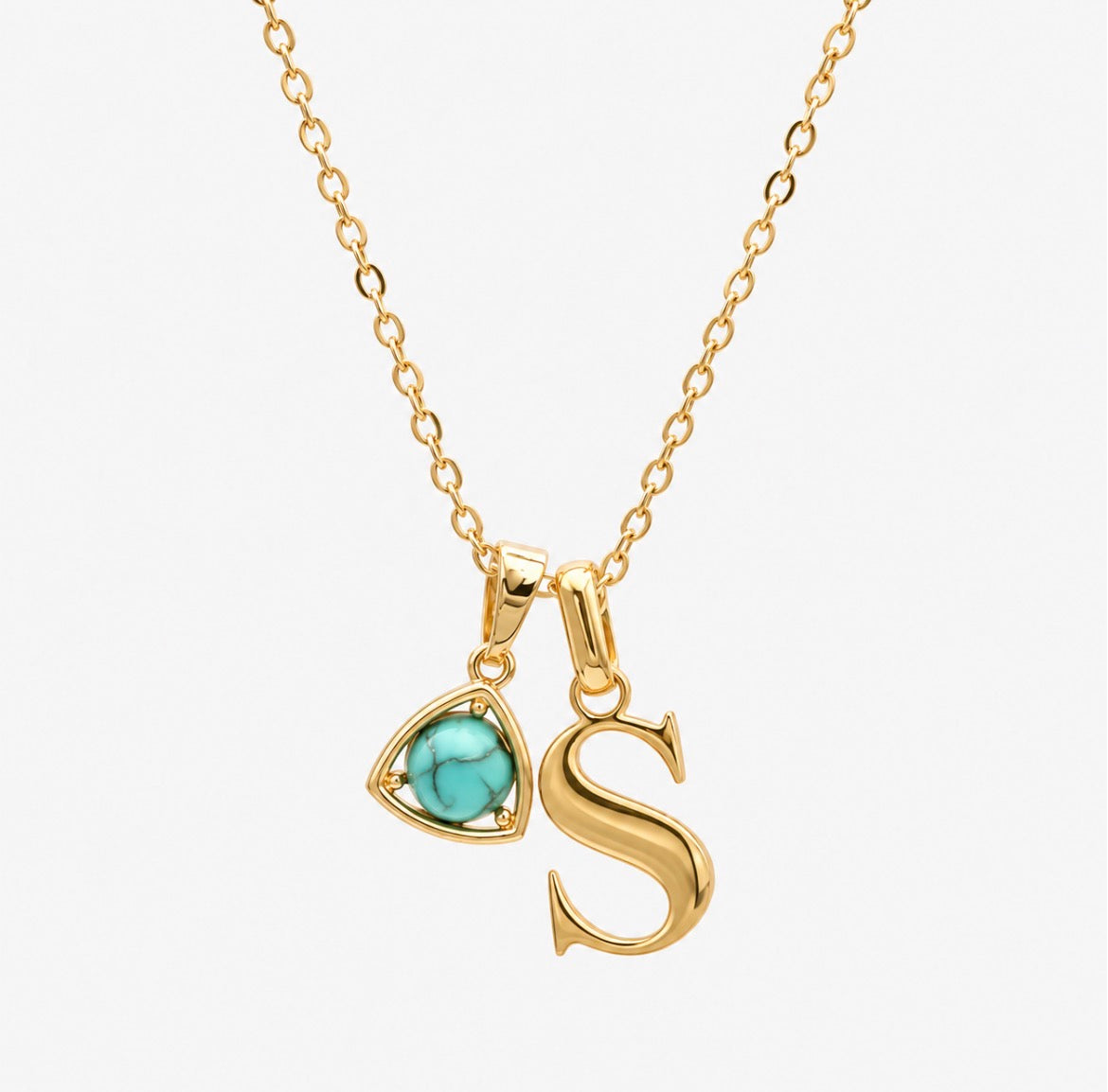 Personalised custom letter and birthstone necklace