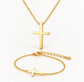 matching gold cross jewellery set